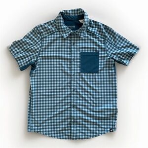 Smartwool Everyday Button Down Shirt Men Med Twilight Gingham Green Wool Blend